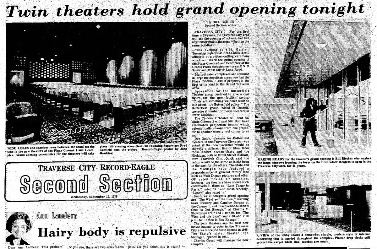 Plaza Cinema 1 and 2 - Sept 1975 Article On Theater (newer photo)